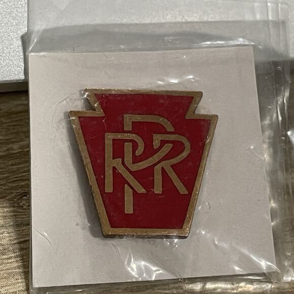 None Other - Vintage Pennsylvania Railroad Logo Lapel Pin PRR Red Gold Conductors Emblem